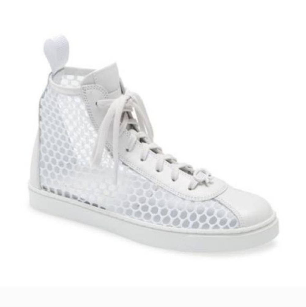 Gianvito Rossi Helena Mesh & Leather High-Top Sneaker, sz 7 / 37